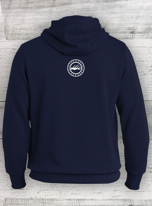 Walleye Tuff - Modern Retro Walleye Hoodie - Cotton Blend - Navy Pullover Hooded Sweatshirt